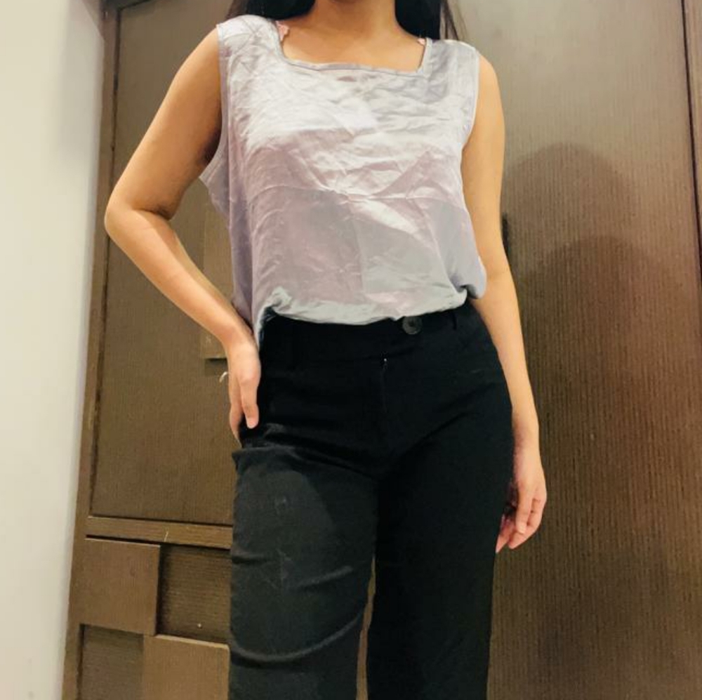 Grey satin metallic top - Picture 1 of 6